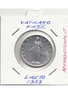 1953 10 Lire  Anno XV Pio XII